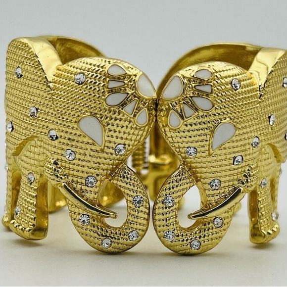 Gold Tone Elephant Cuff Bracelet - Picture 1 of 1